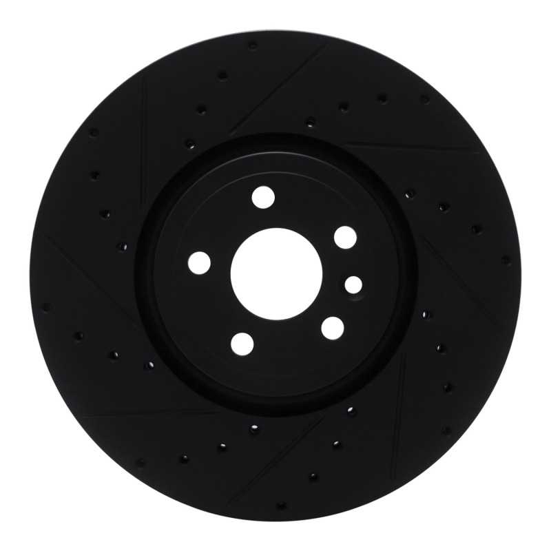 Jaguar F-Pace Brake Rotor (1) - Front Left - R1 Concepts - Drilled & Slotted - Black - `17-`20